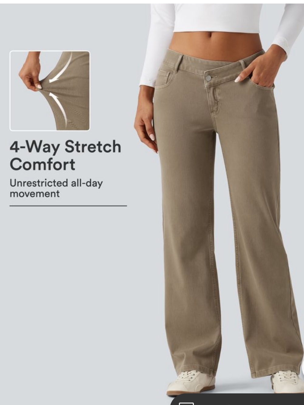 HALARA Wide-Leg Stretch Pants — YELLOW BEAN DENIM sz MEDIUM 8-10